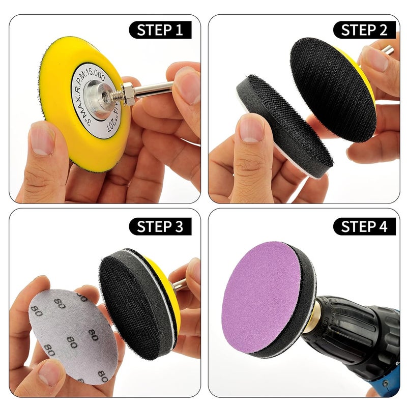 Arilier 3 Inch Sanding Disc 40Pcs, 7000 Grit Sandpaper, Drill Sanding Attachment, Wet Dry Hook and Loop Sandpaper Discs for Random Orbital Sanders, Alumina Sand Paper for Wood, Metal, Automotive - Image 3